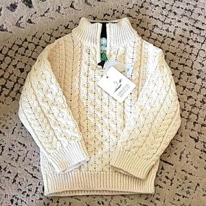 Original Aran Co. 100% Moreno Wool Half Zip Sweater Size 3-4Years NWT